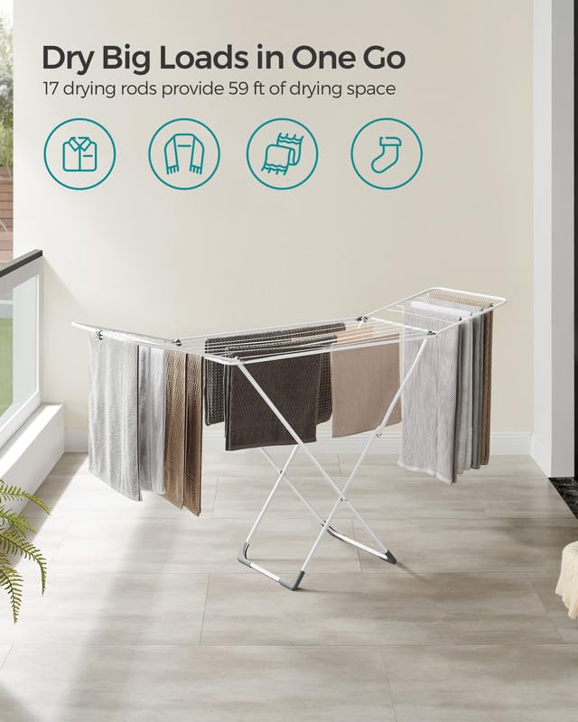 SONGMICS drying rack smooth-loop design ensures secure wing placement when folded.