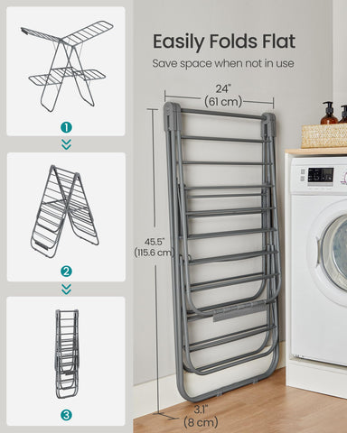 SONGMICS rust-resistant steel frame endures damp laundry days