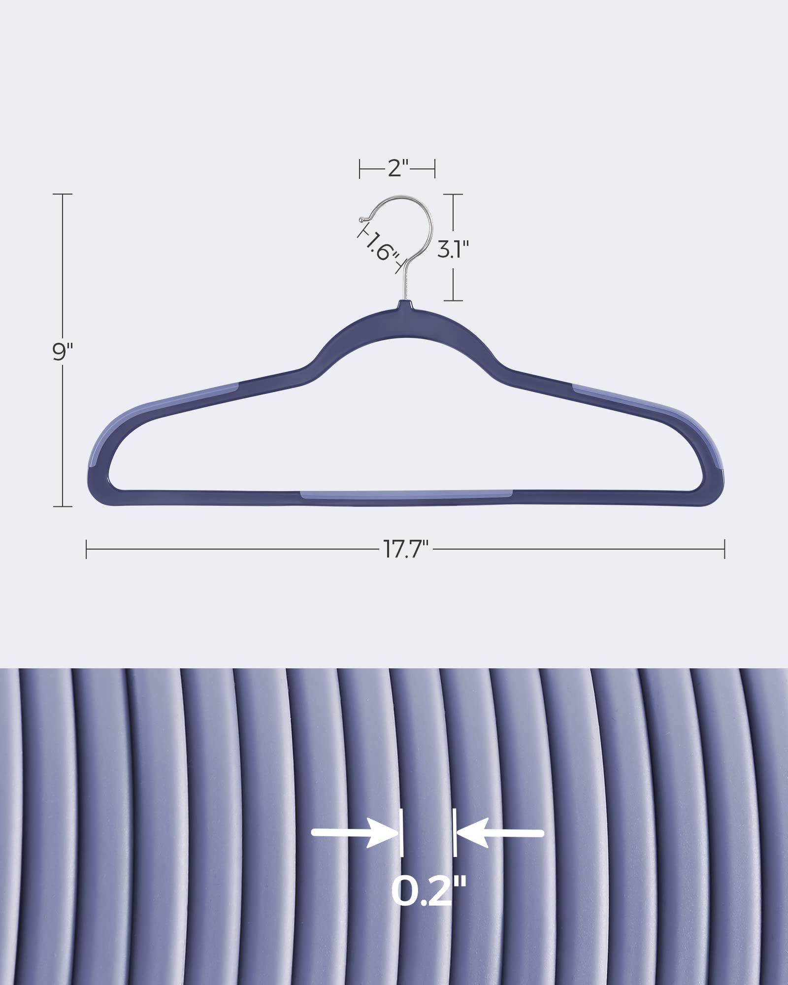 Songmics dual-tone hangers in dark and light blue brighten closets and coordinate outfits.