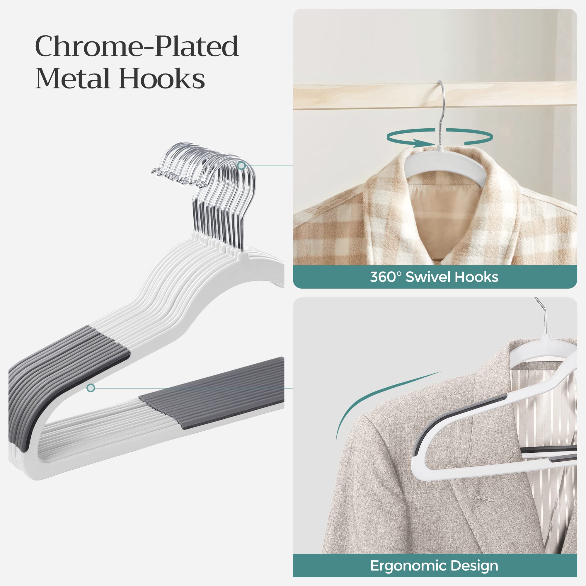 Songmics durable hangers with strong hooks supporting up to 11 lb