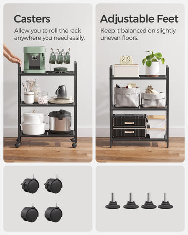 Songmics dense mesh shelves spaced for small items.