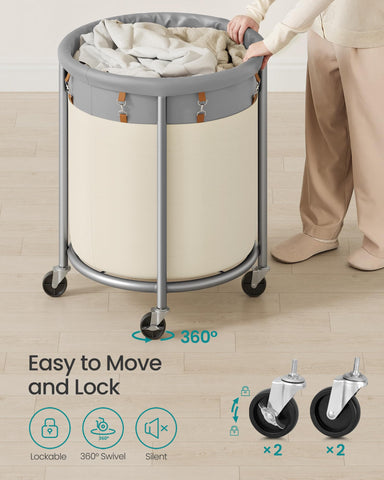 SONGMICS easy-assembly laundry cart with numbered parts for fast setup.