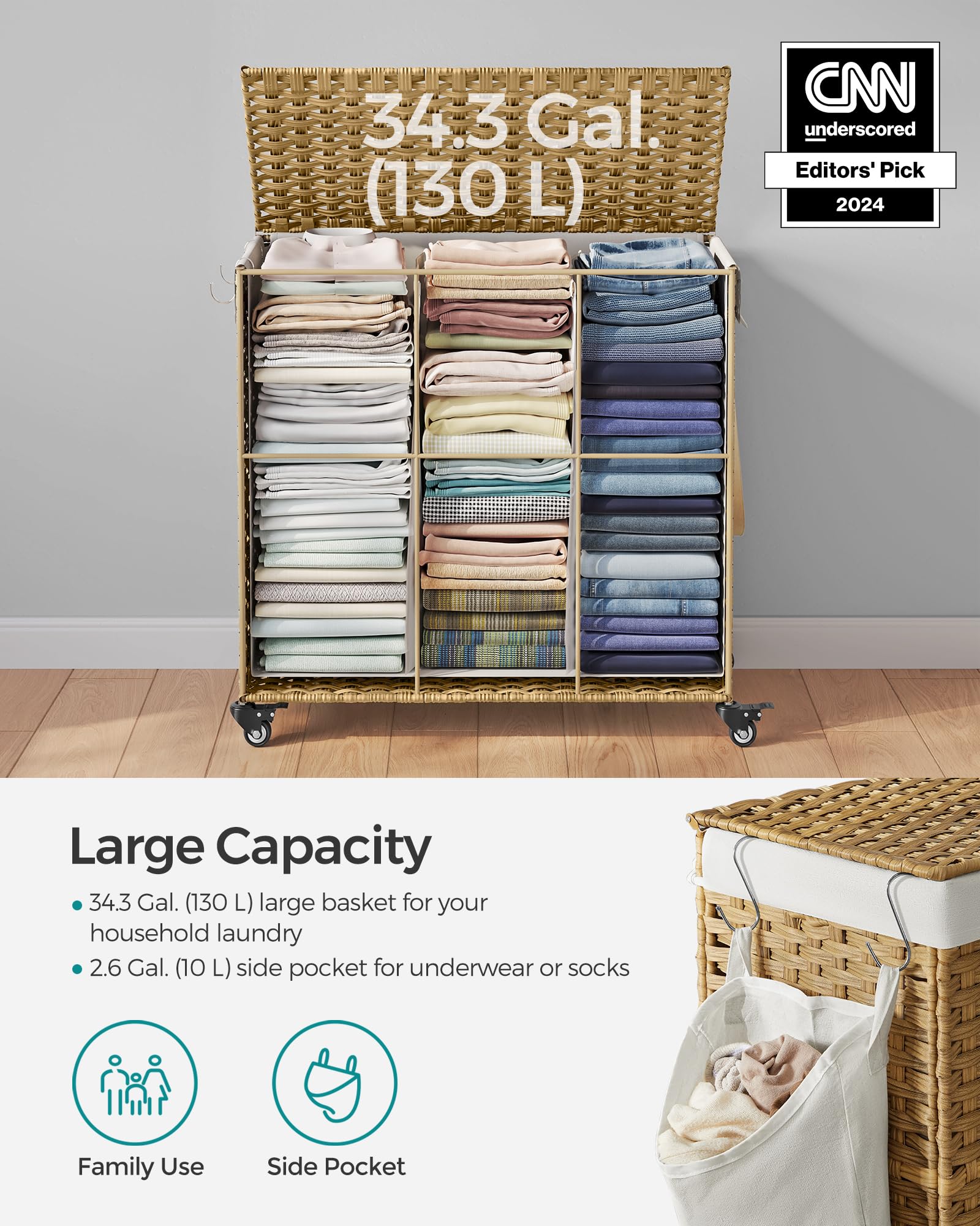 SONGMICS easy assembly and foldable design for storage.
