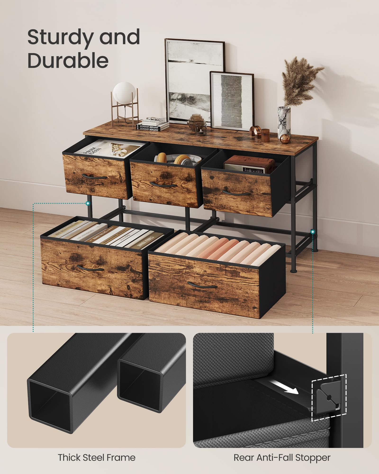 Songmics dresser with easy assembly and included tools for quick setup.