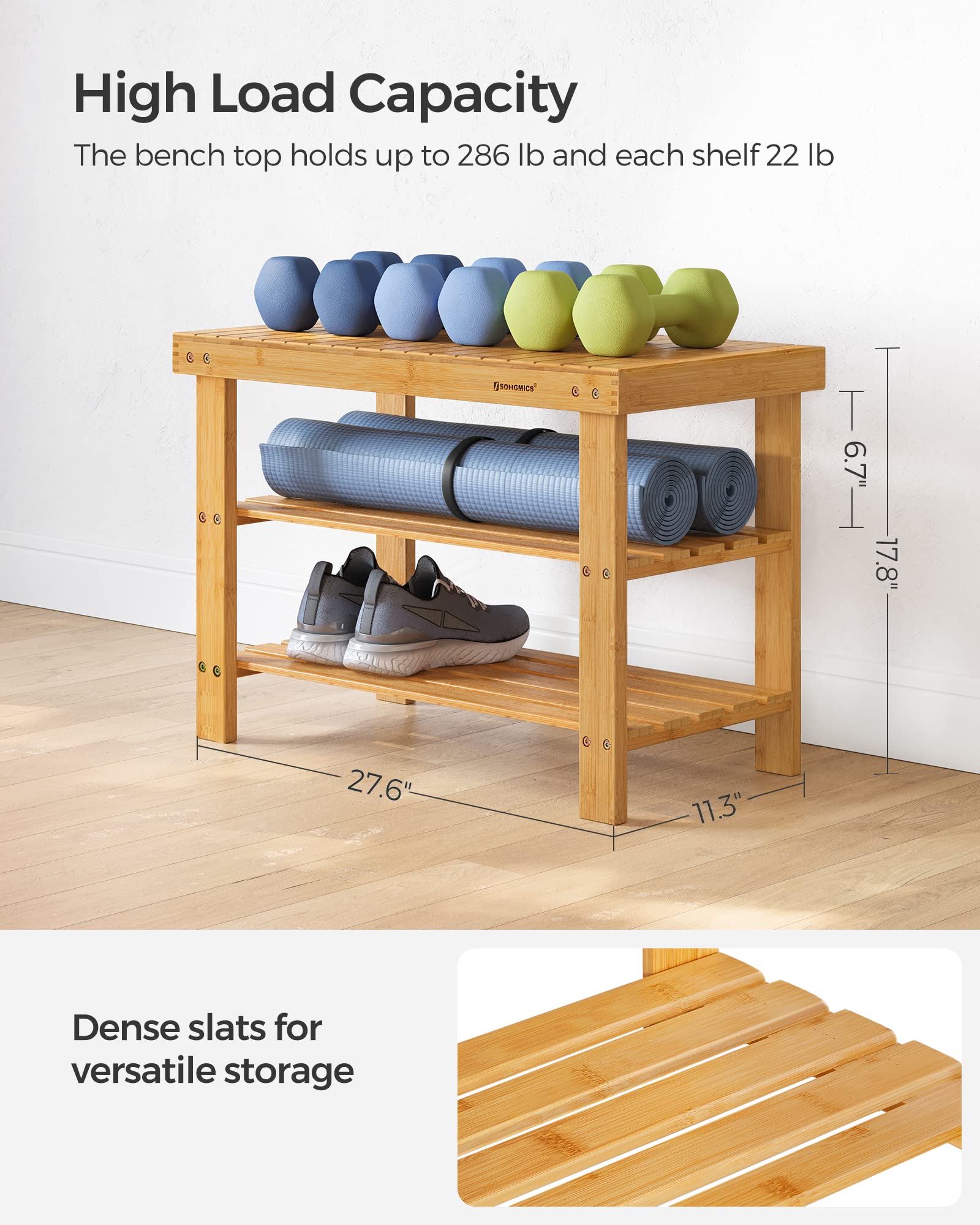 SONGMICS sturdy-design supports up to 286 pounds for confident seating.