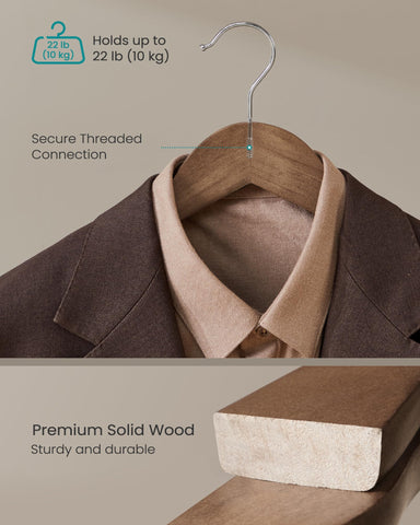 SongMics 22lb capacity hangers securely hold heavy coats and suits without slipping.