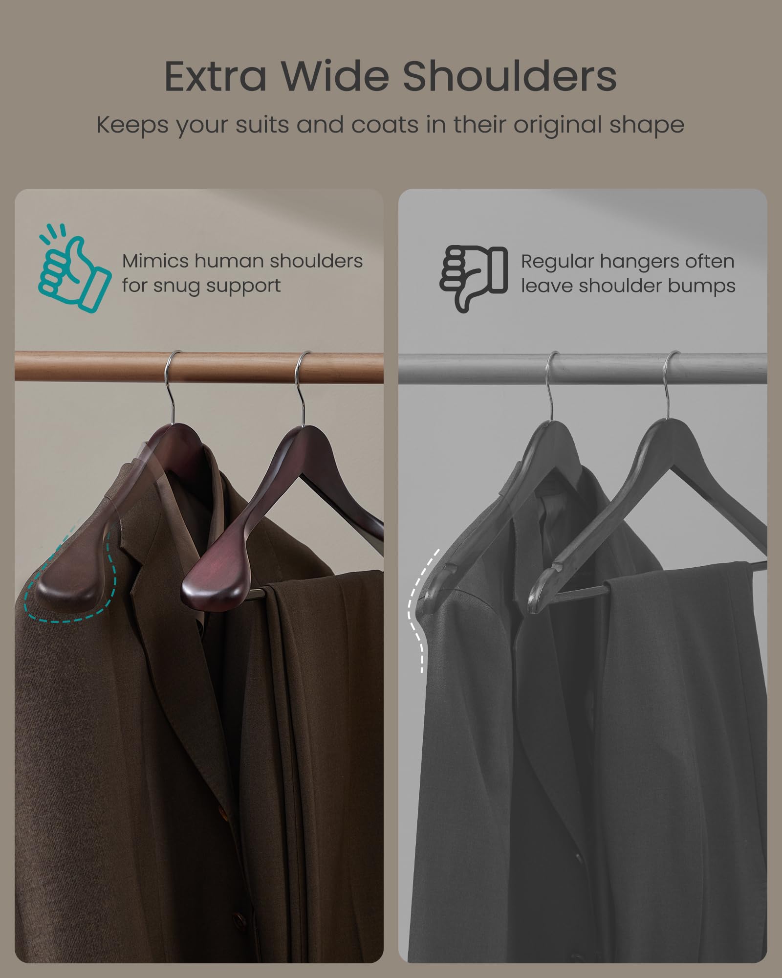 SONGMICS anti-slip crossbar on hangers prevents slipping.