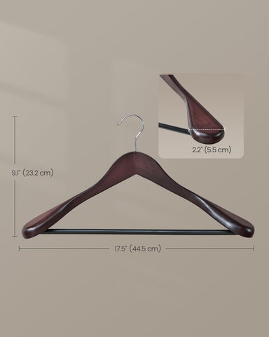 SONGMICS closet organization with wooden hangers creates a tidy wardrobe.
