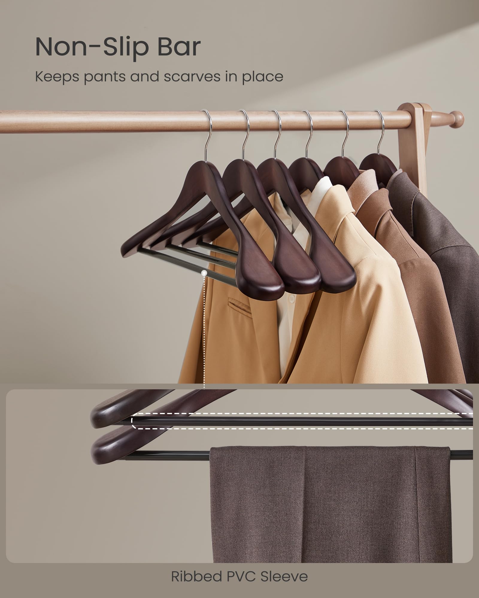 SONGMICS set of 10 hangers for complete outfit organization.