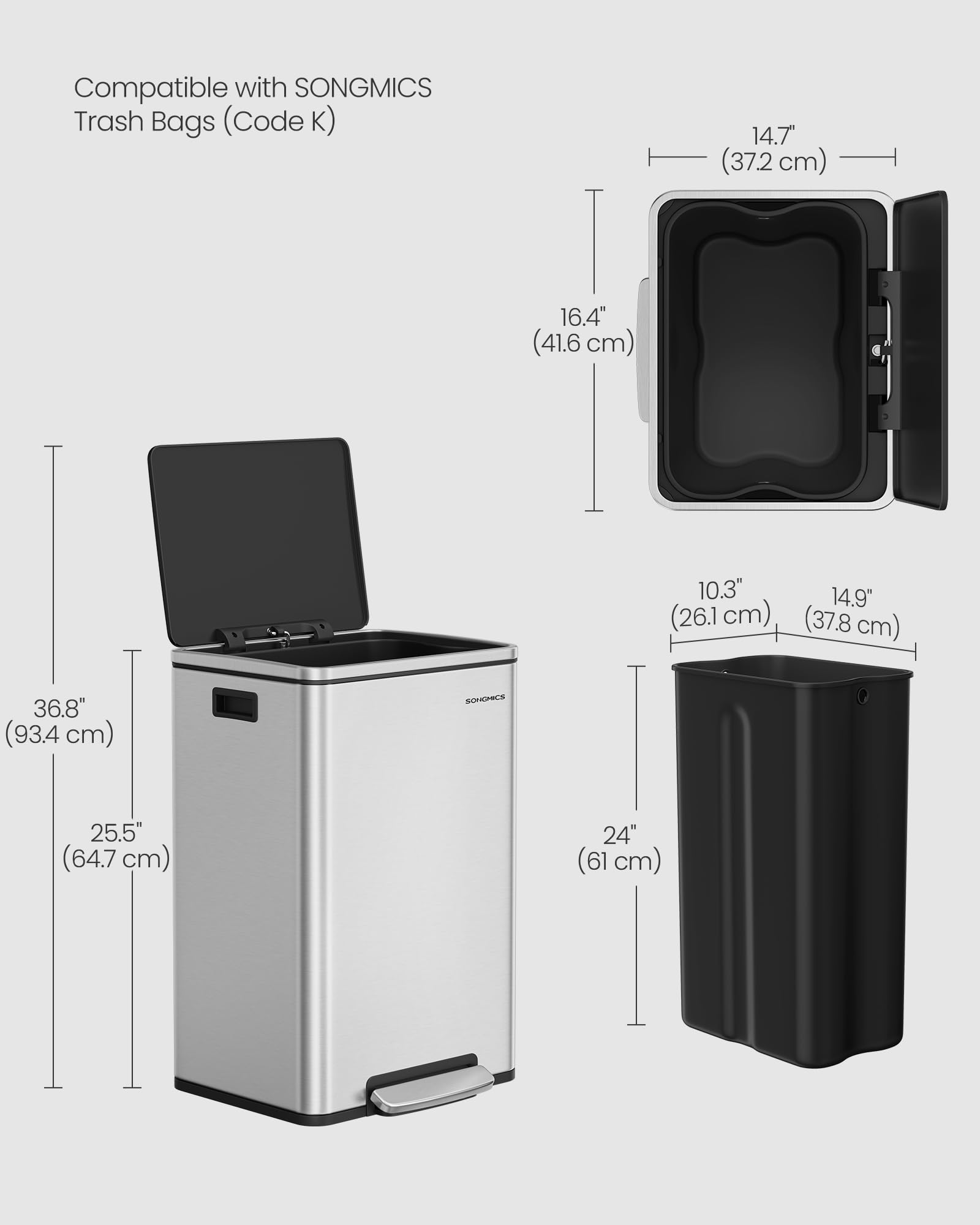 SONGMICS fingerprint-resistant surface stays clean and easy to wipe