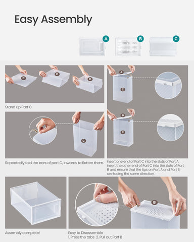 SONGMICS flat-pack design enables quick assembly and stackable storage.