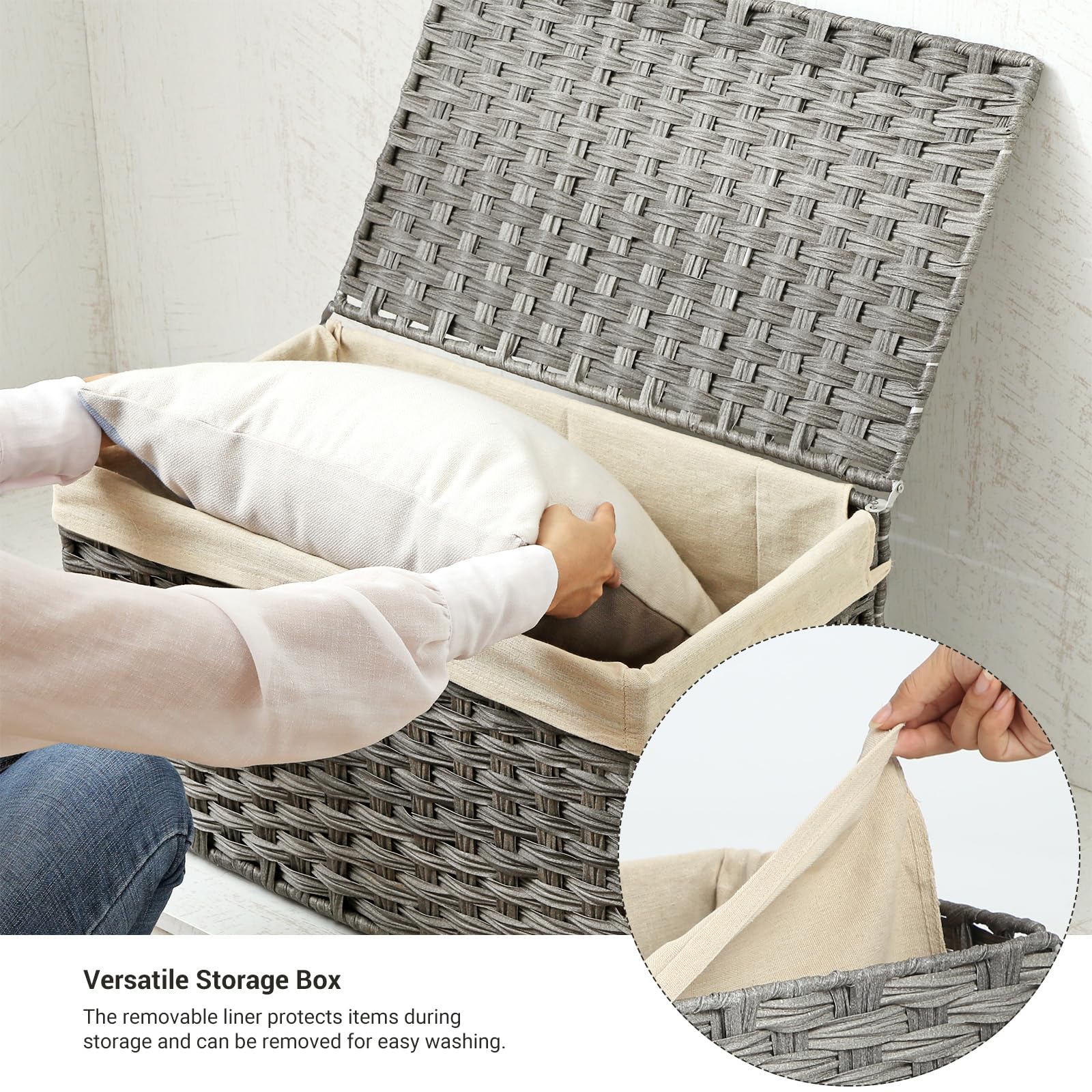 Foldable blanket storage by Songmics in a compact, space-saving setup