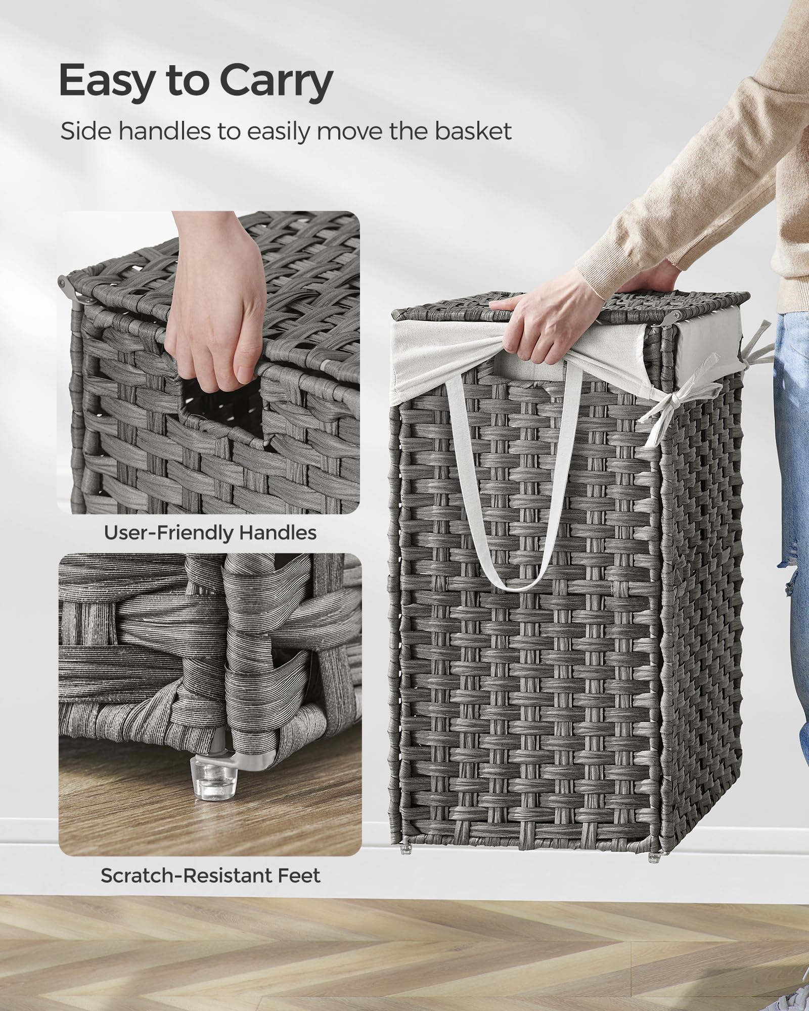 SONGMICS foldable design helps store the hamper when not in use.