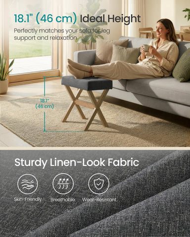 SONGMICS foot rest stool elevates legs during routines.