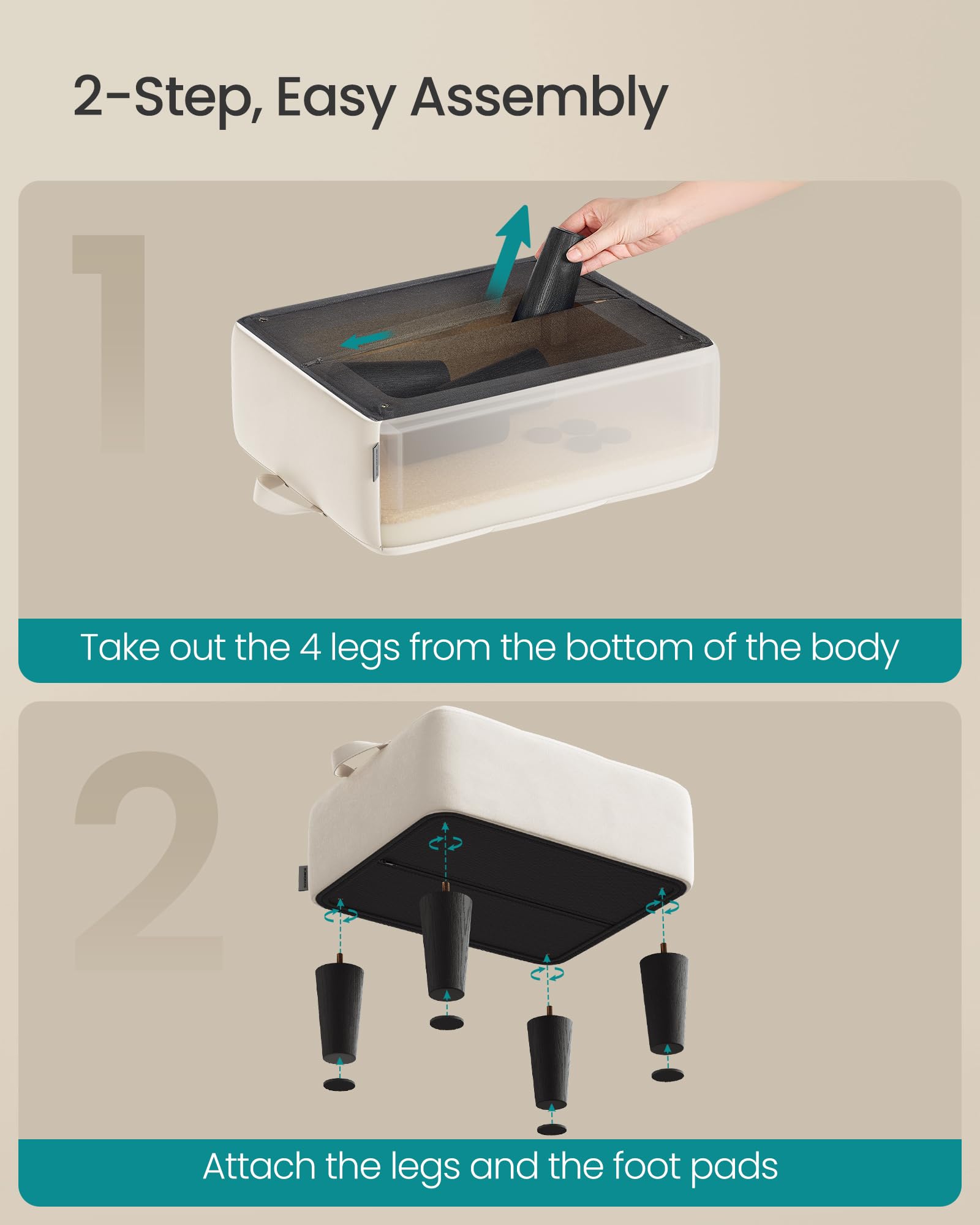 SONGMICS anti-slip pads protect floors and prevent sliding.