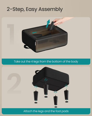 Songmics foot stool carry handle for easy movement between rooms