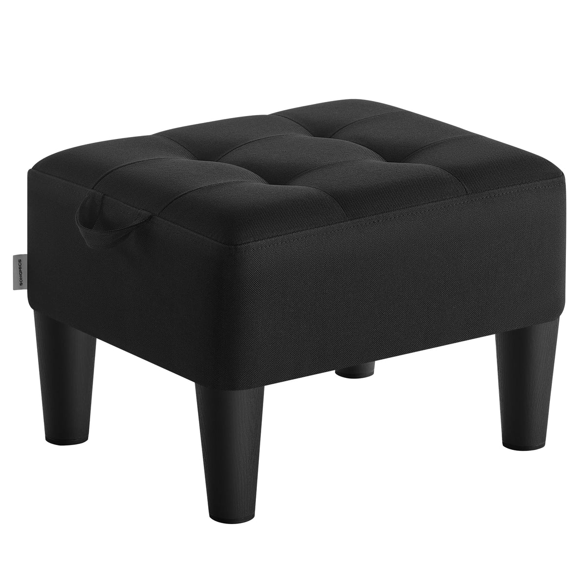 Songmics foot stool with ink black fabric seat provides plush comfort for any living space