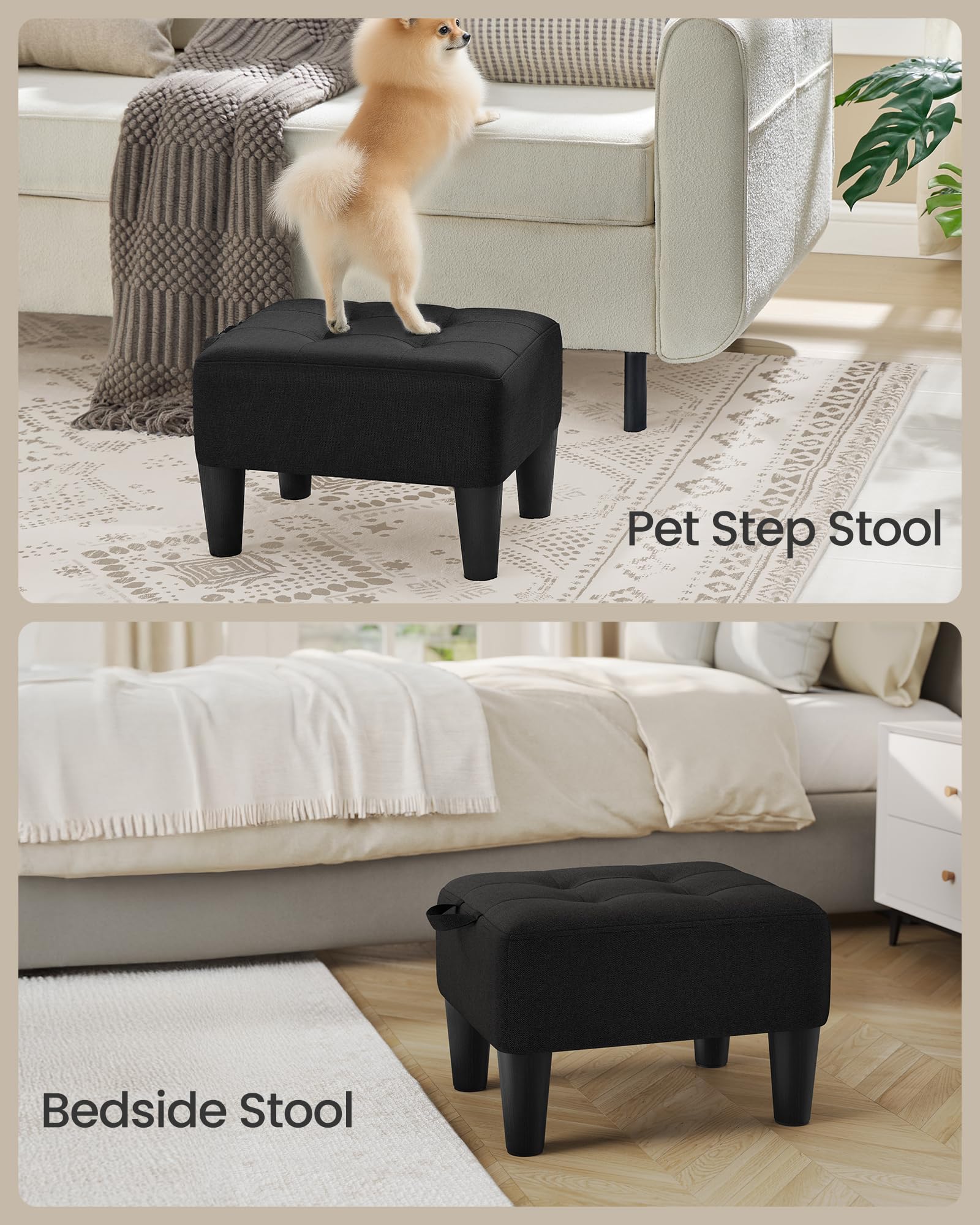 Songmics foot stool anti slip pads protect floors and stay in place