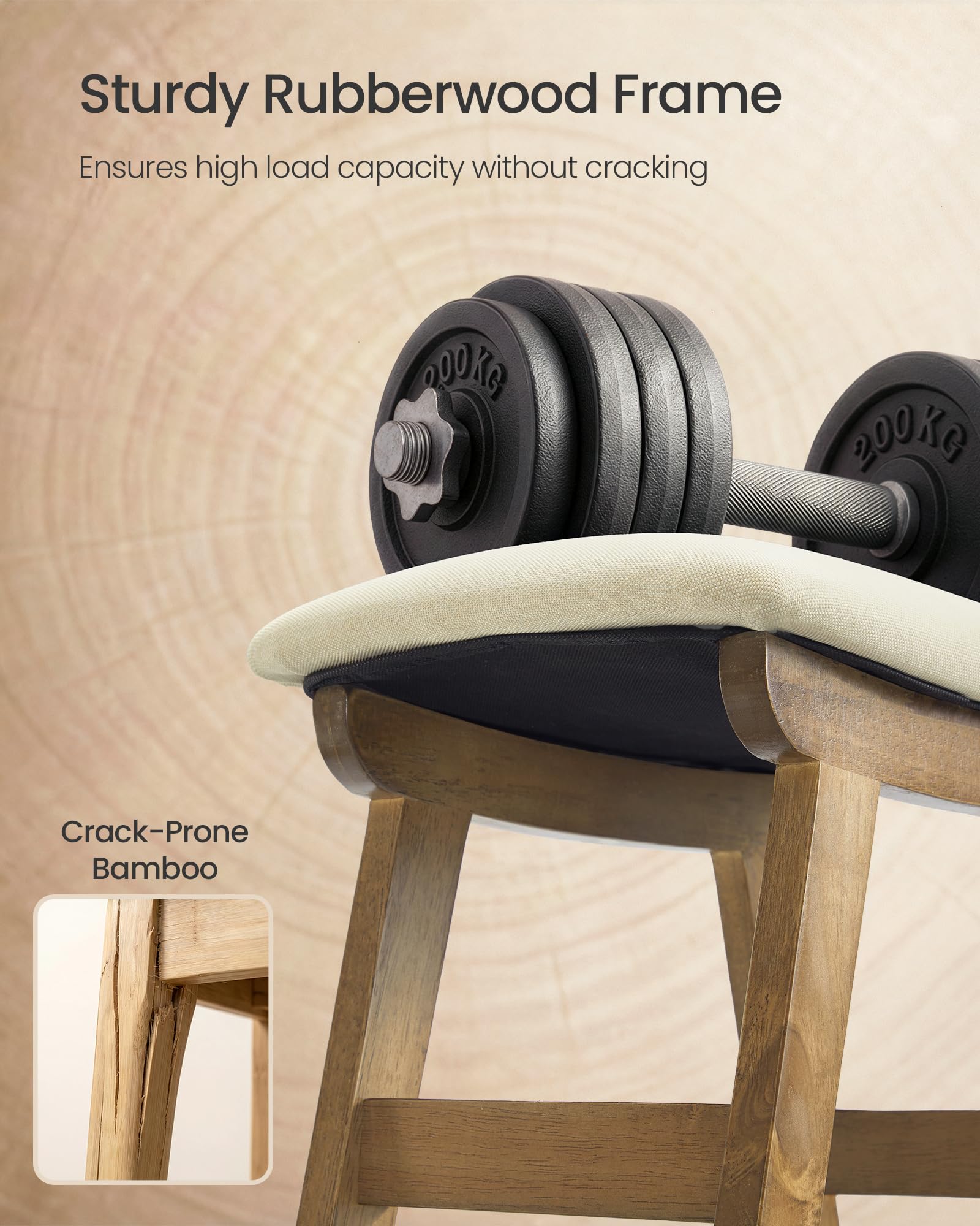 SONGMICS footstool measures 24.9 x 39.1 x 30 cm for compact spaces.
