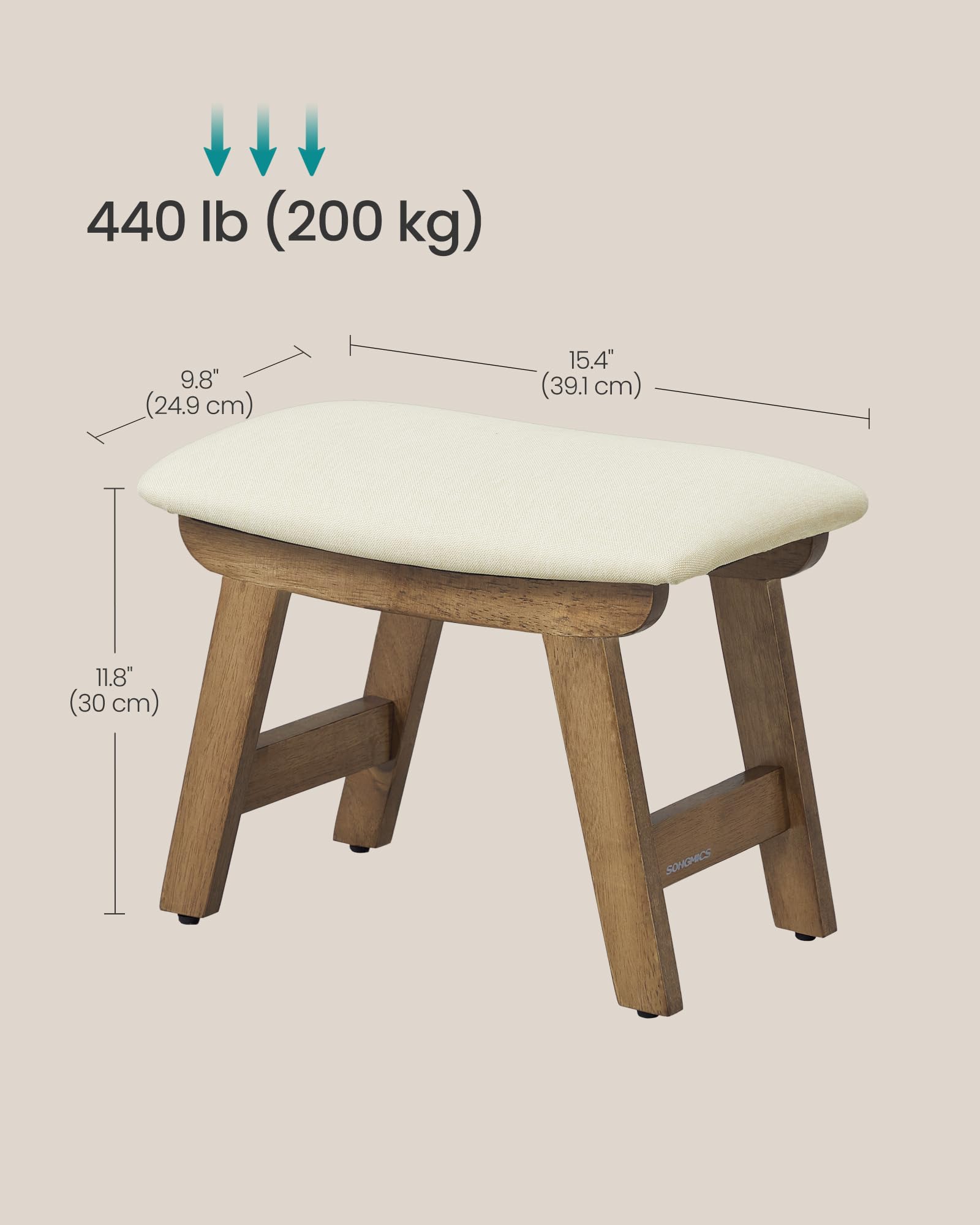 SONGMICS footstool easy four-step assembly for quick setup.