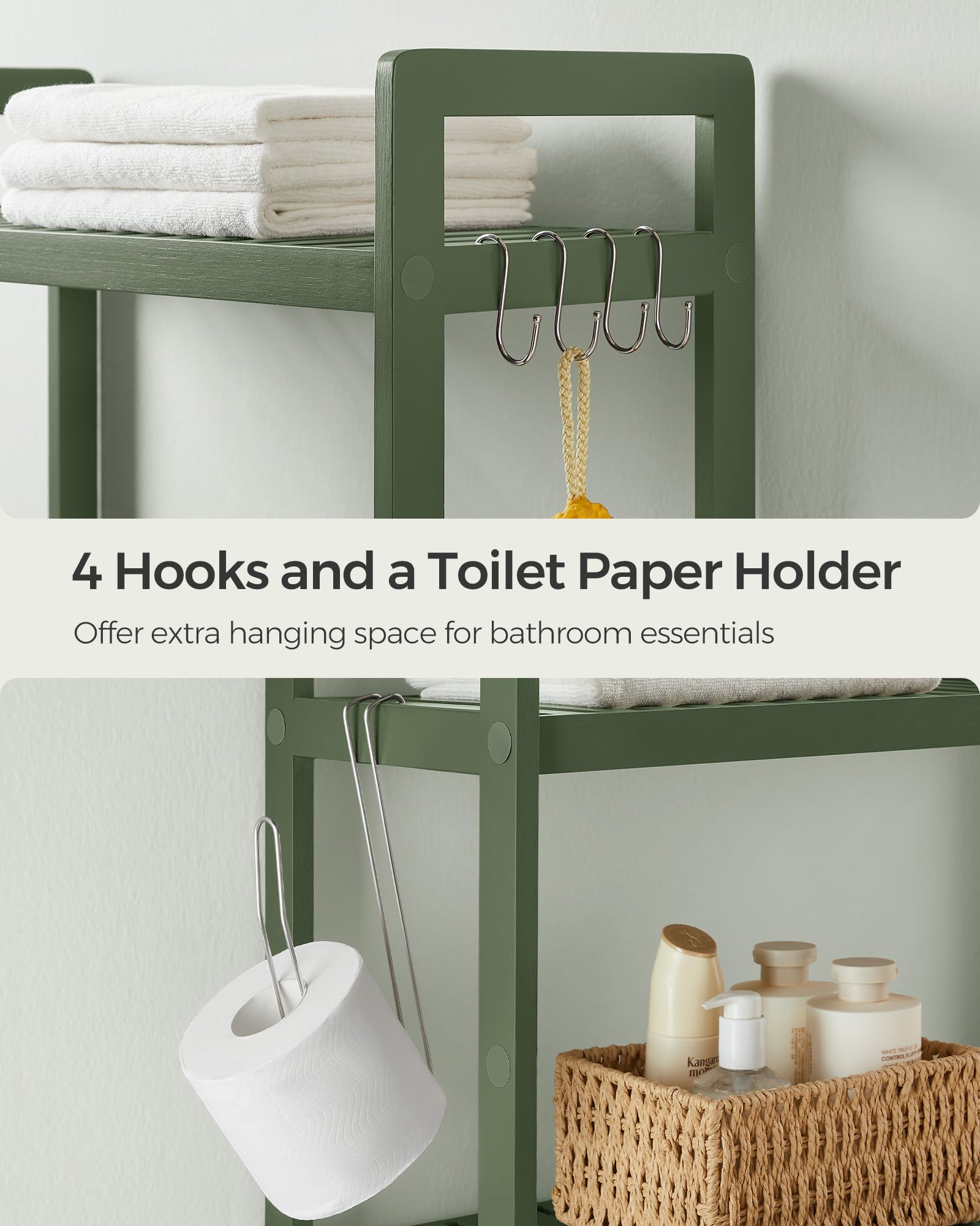 SONGMICS forest green finish adds calming, natural vibe to any bathroom.