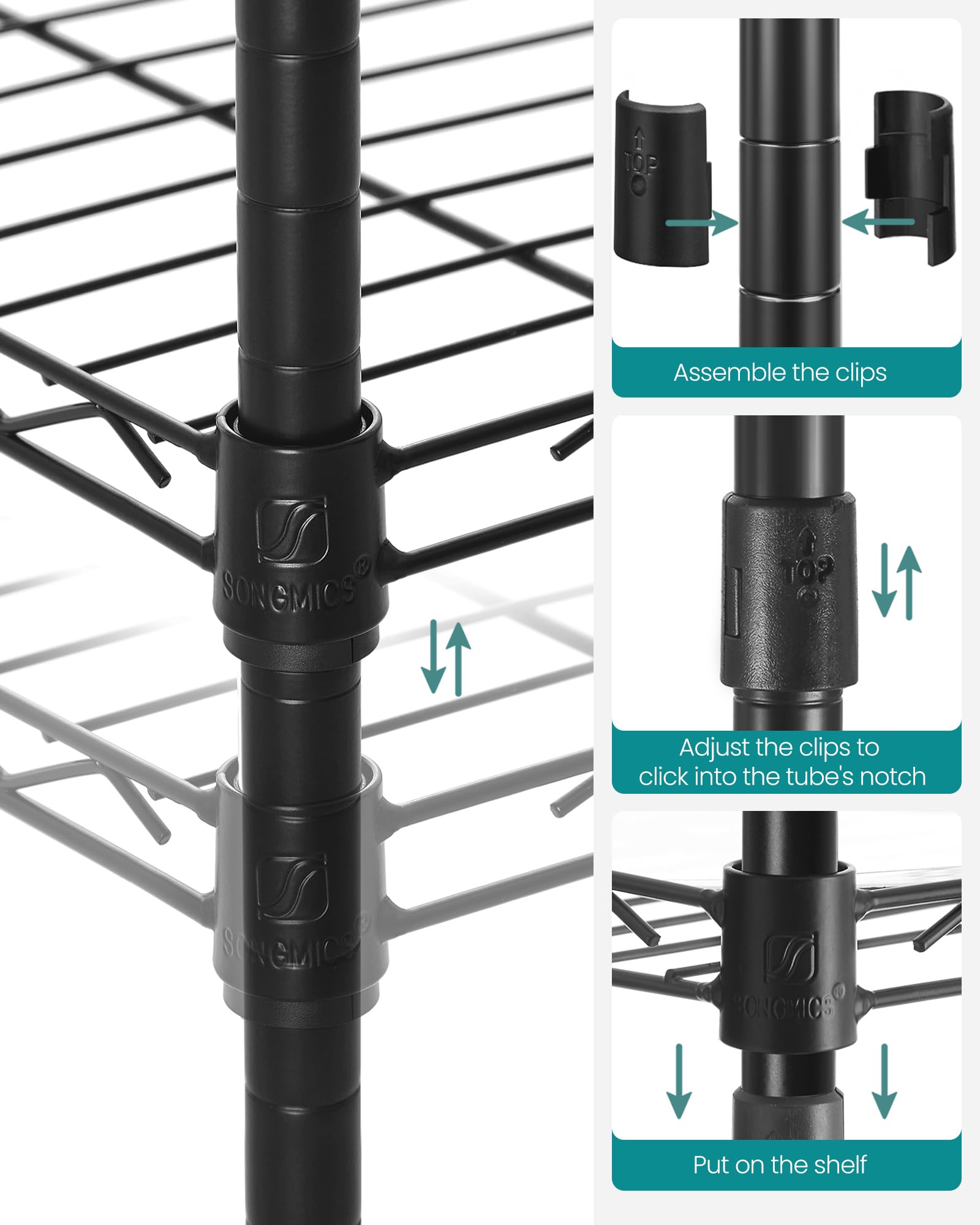 SONGMICS 4-in-1 hook adds convenient hanging options near the sink.