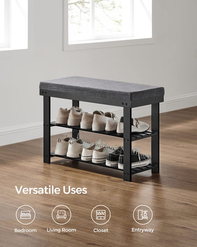 Songmics front view in ink black and slate gray fits modern decor.