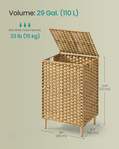 Songmics goose-yellow bedroom storage offers tidy laundry sorting.