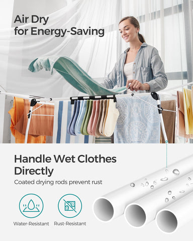 Indoor and outdoor use of SONGMICS Gullwing drying rack on balcony or patio