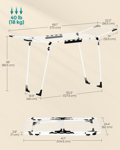 Rust-resistant coating on SONGMICS Gullwing rack safeguards moisture exposure