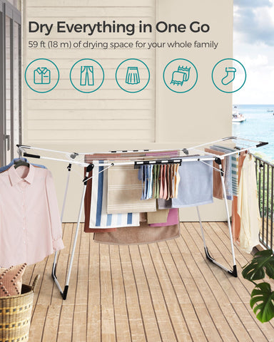 Sturdy frame of SONGMICS Gullwing rack for stable drying