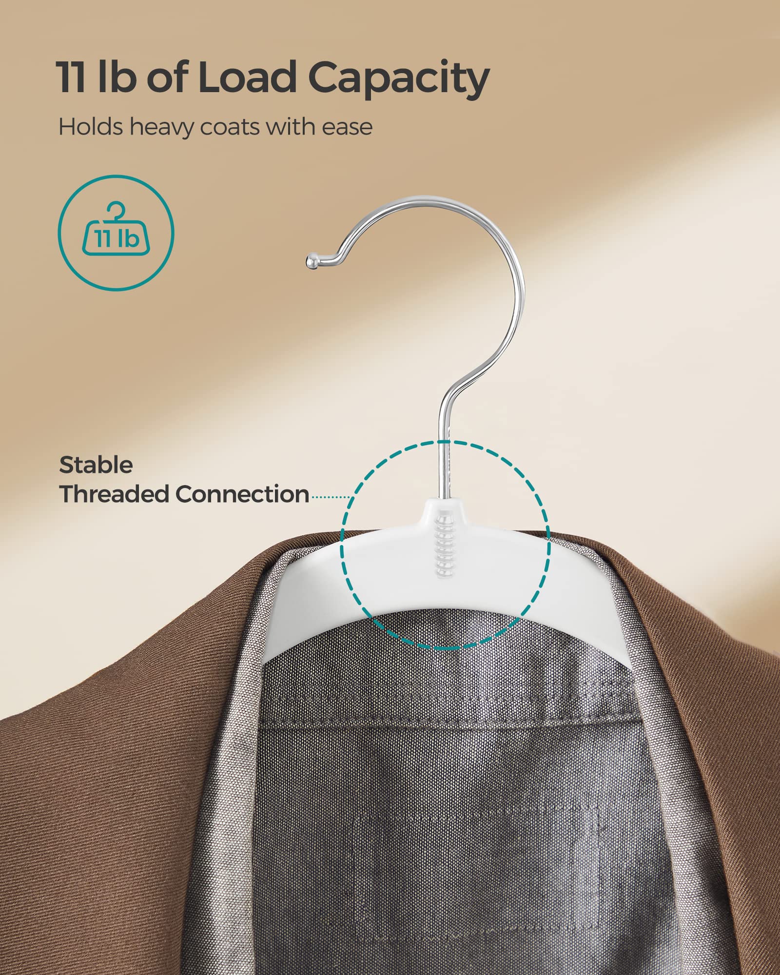 SongMics curved-shoulder design protects garments from marks.