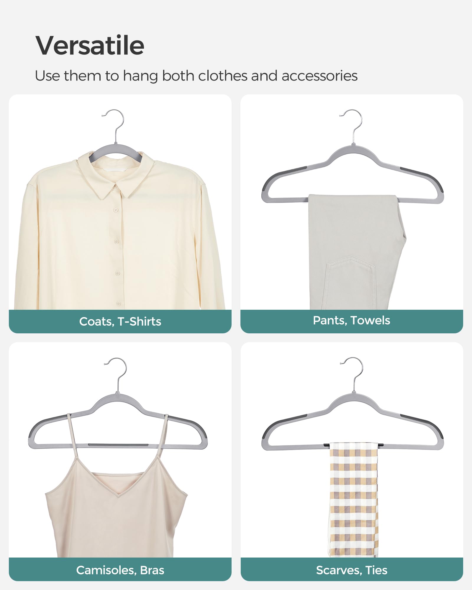 SONGMICS curved-shoulders protect garments from shoulder marks.