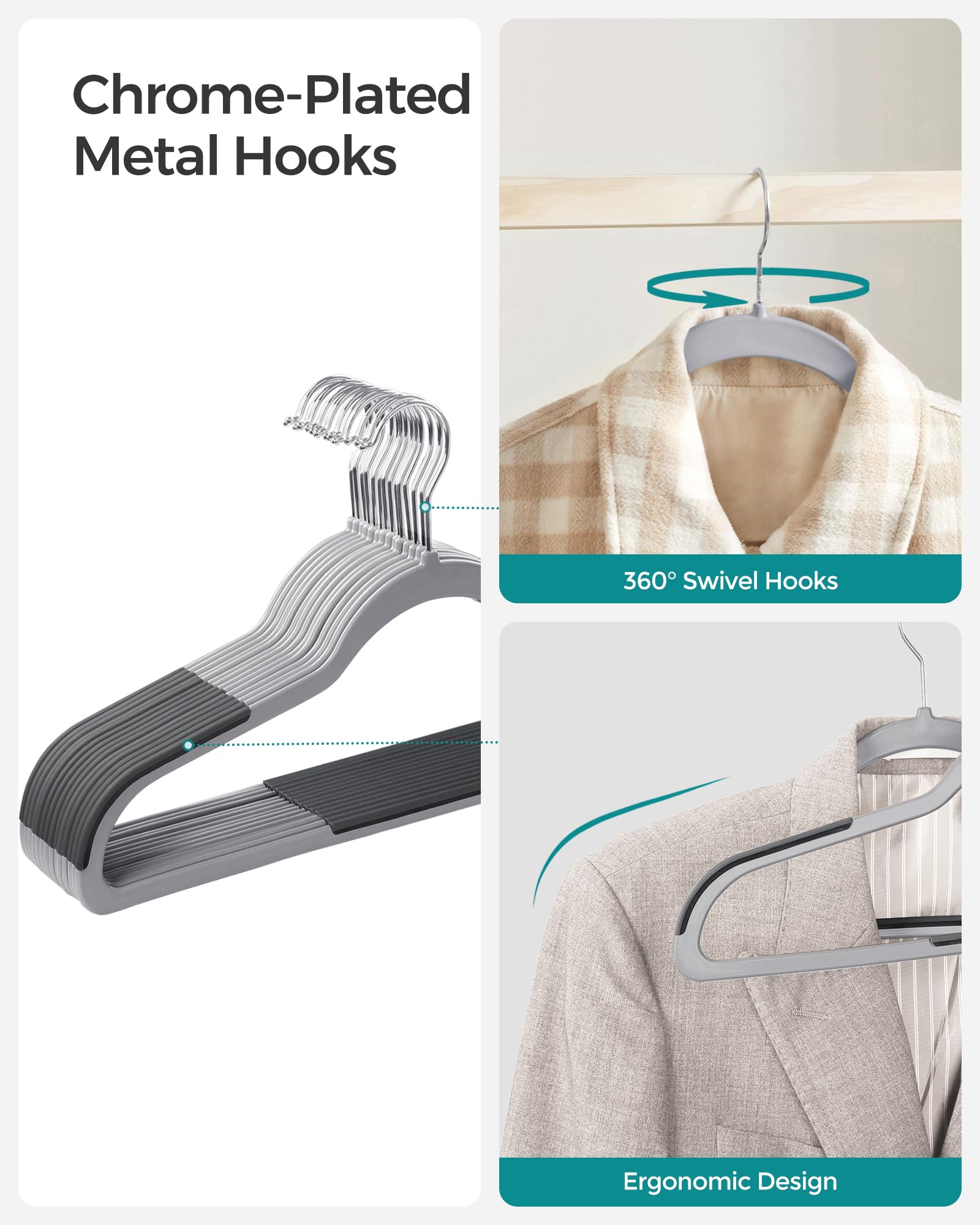 SONGMICS pack of 50 hangers for versatile closet organization