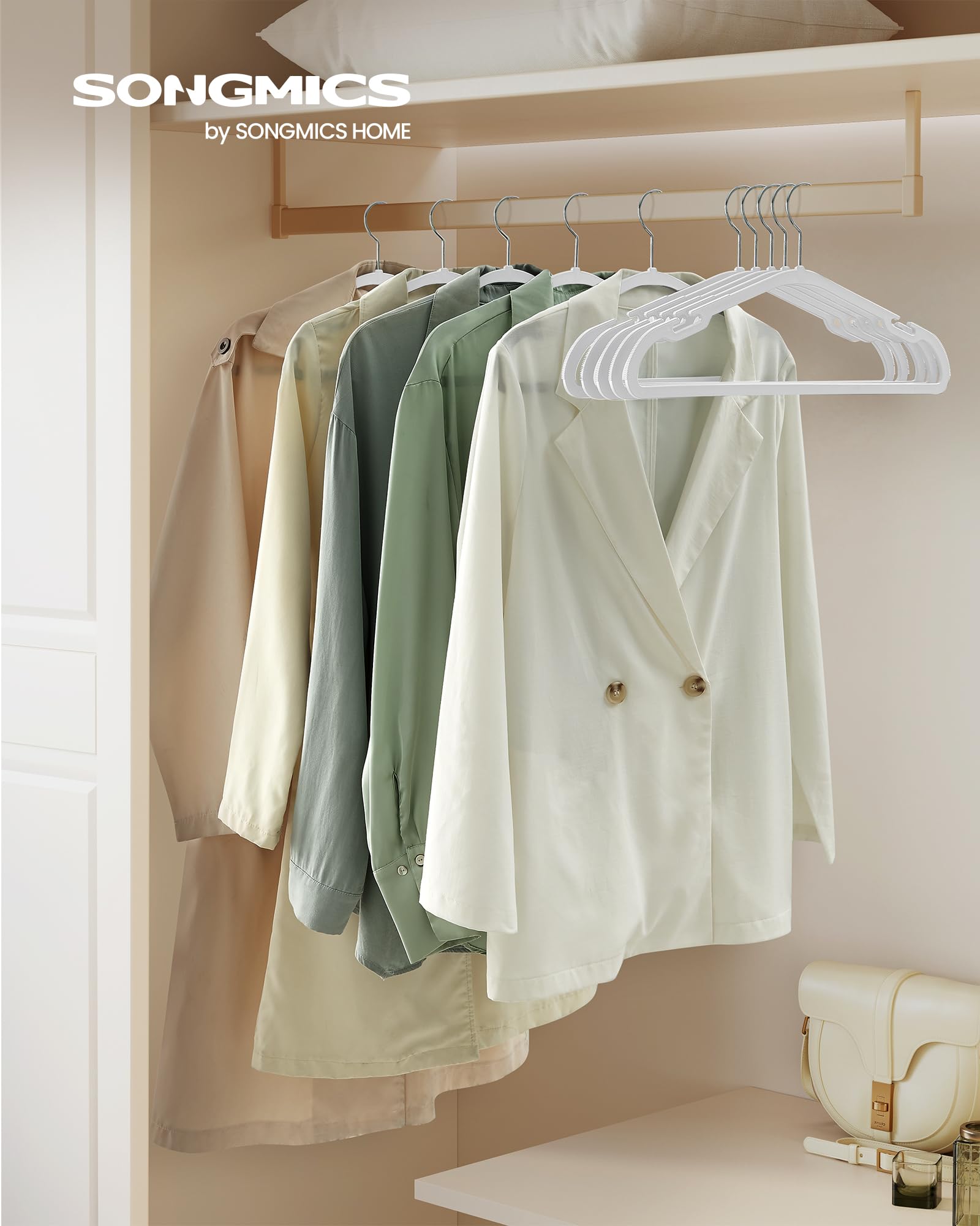 SONGMICS hangers with wide shoulder notches secure camisoles and dresses