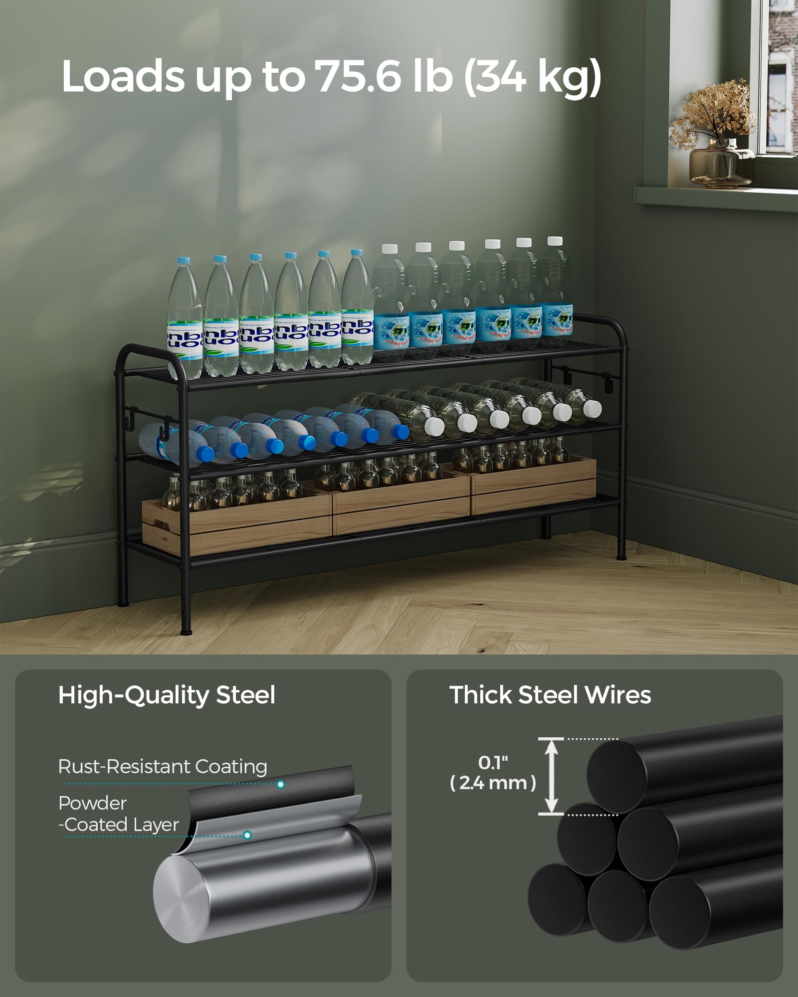 SongMics heel-hanging support rails help organize high heels securely