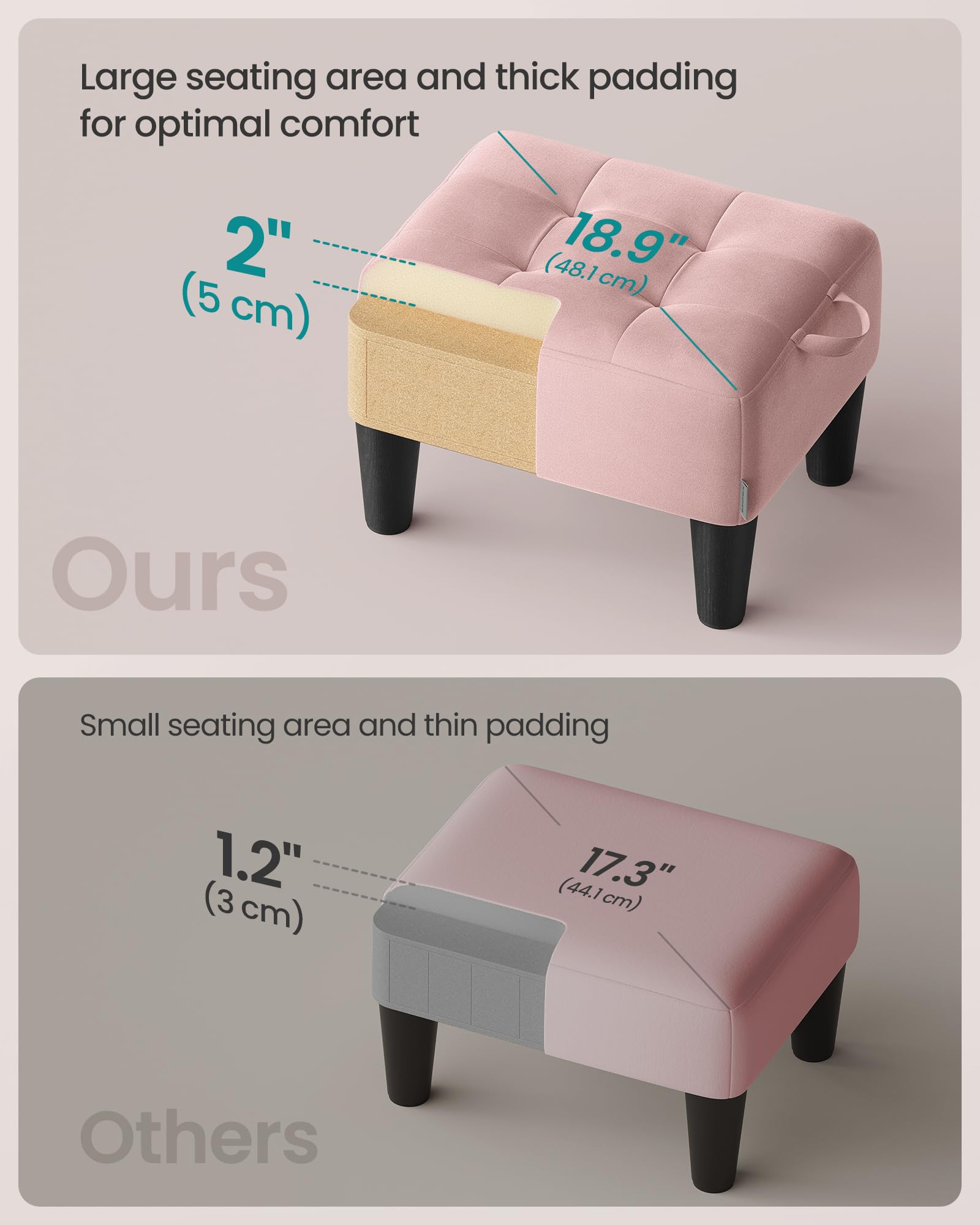 SONGMICS hidden storage keeps small essentials neatly tucked away.