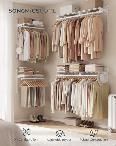 SongMics Home Closet System adjustable rails enable flexible closet layouts.