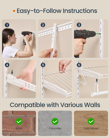 SongMics Home Closet System cloud white finish adds bright, modern appeal.