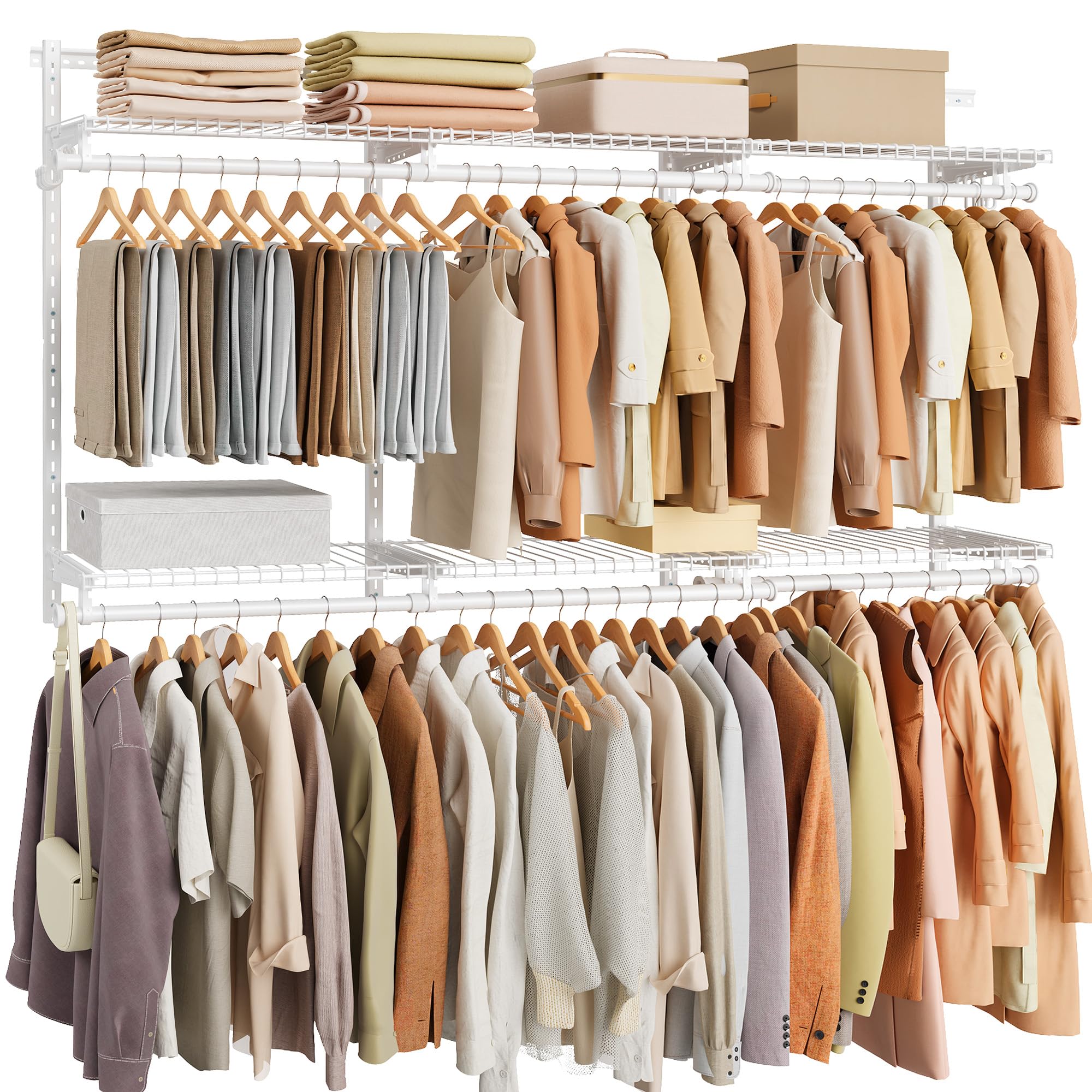 SongMics Home Closet System section storage helps maximize wardrobe organization.
