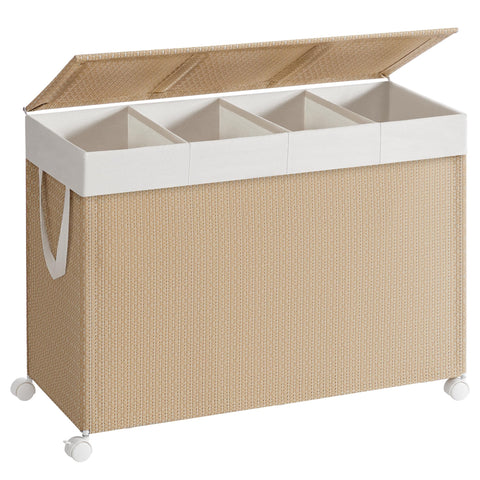 SONGMISTICS HOME laundry hamper with four-section rolling design for organized laundry.