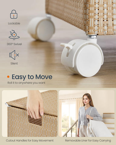 SONGMICS HOME natural-beige with matte-white rattan-style look complements any room.