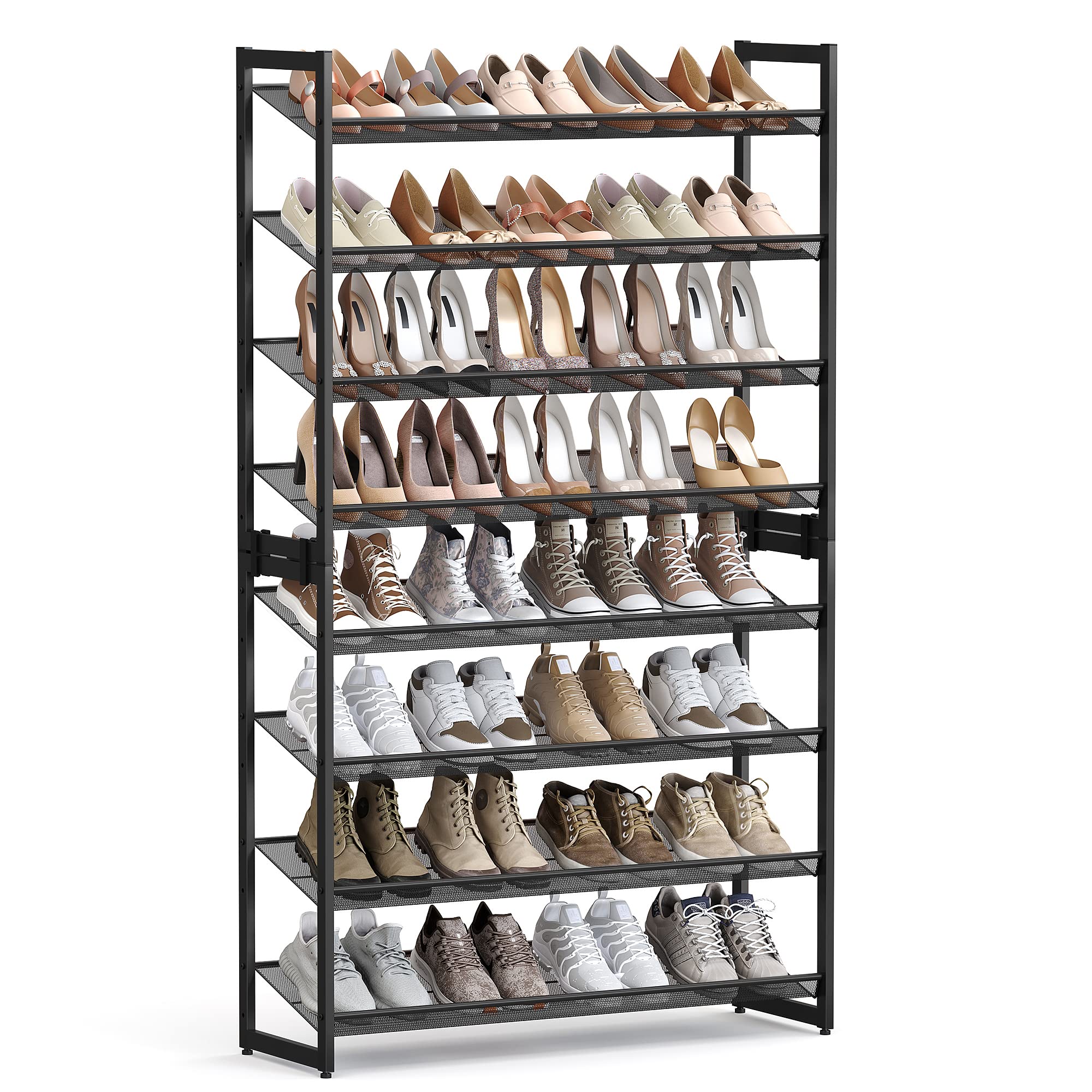 SONGMICS ink-black eight-tier shoe rack offering organized storage for up to 40 pairs