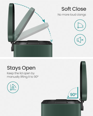 Songmics inner bucket with bag securing helps tidy waste disposal.