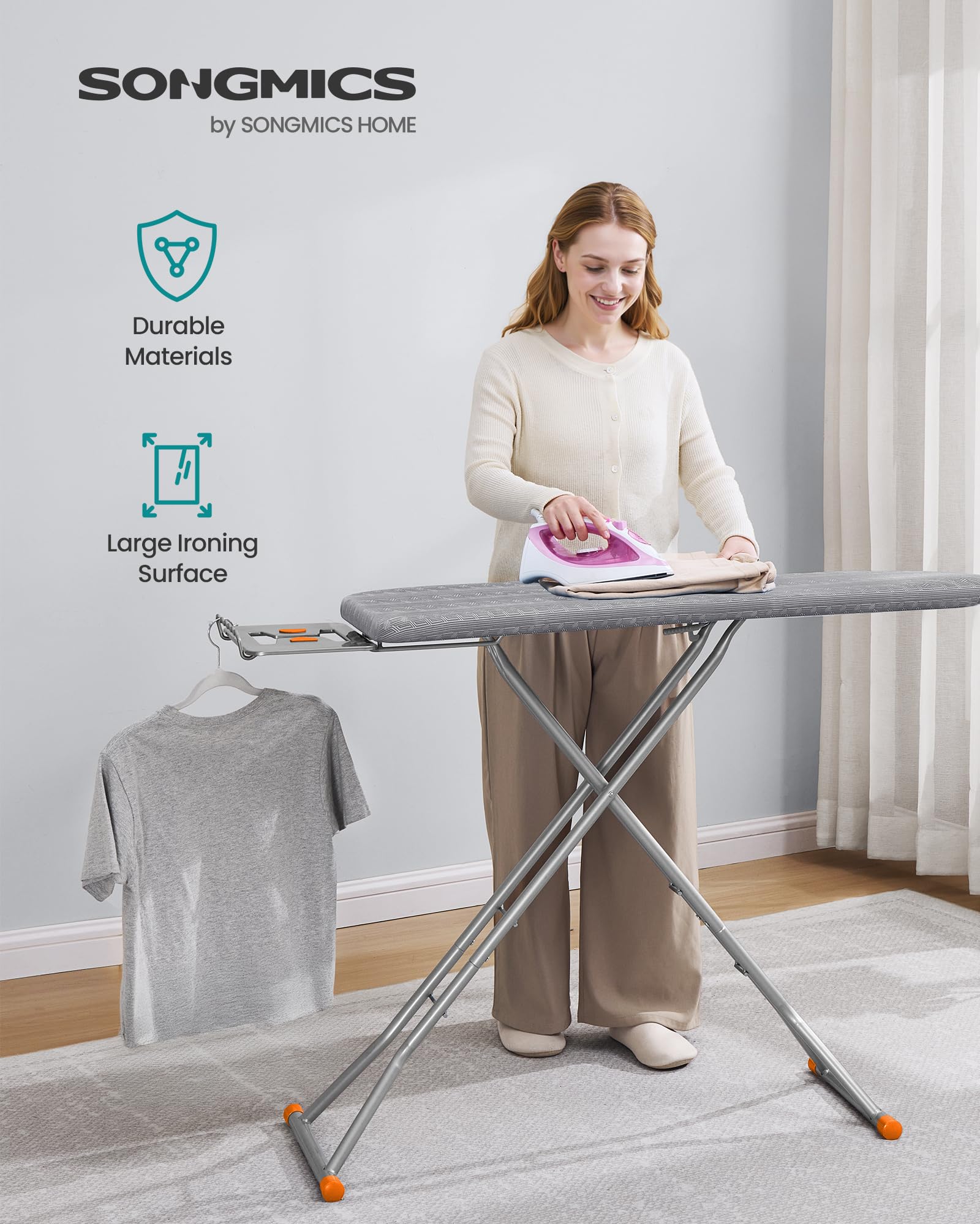 SONGMICS foldable ironing board offering portable compact design for dorms and small spaces