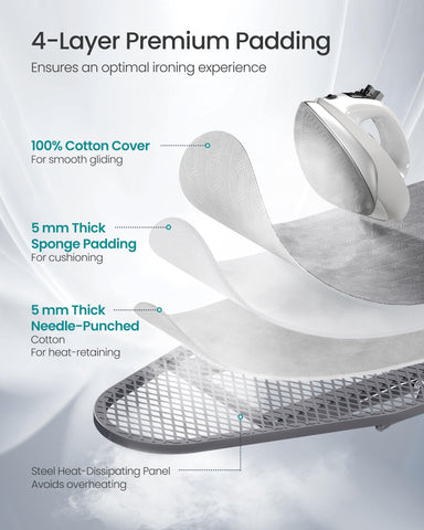 SONGMICS sturdy X-legs with non-slip pads maintain stability during ironing