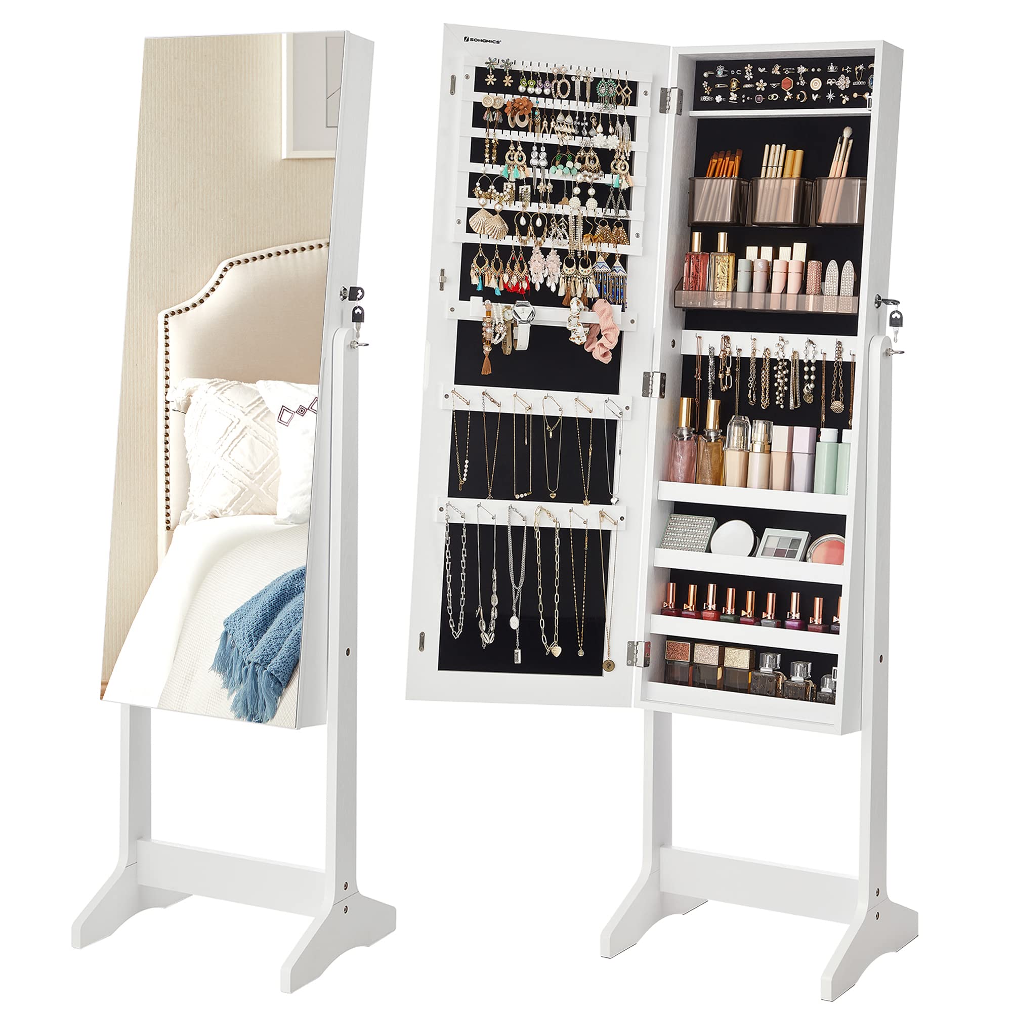 SONGMICS jewelry cabinet armoire with mirror for organized storage