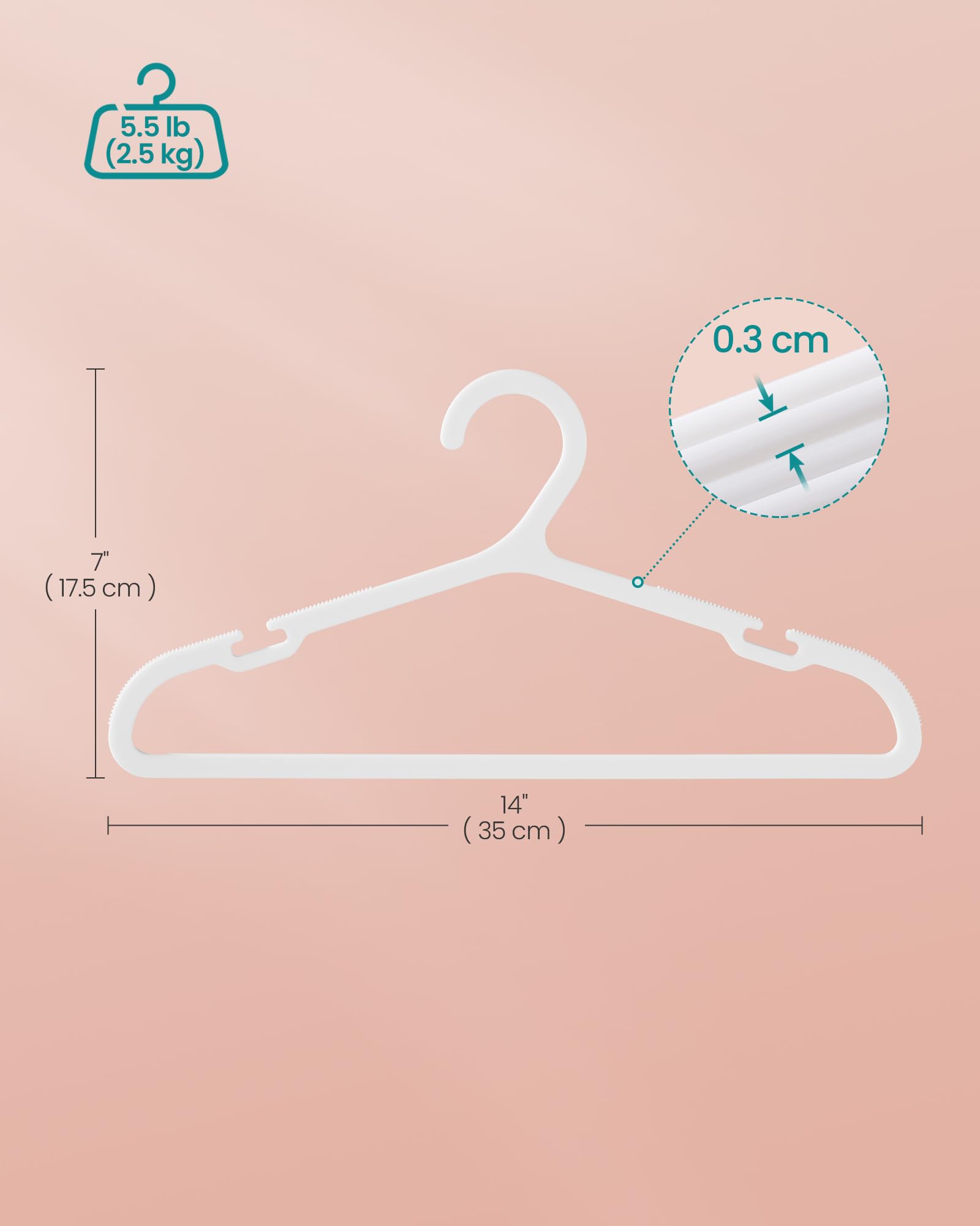 SongMics 14x7 inch kids hangers help keep closets tidy.