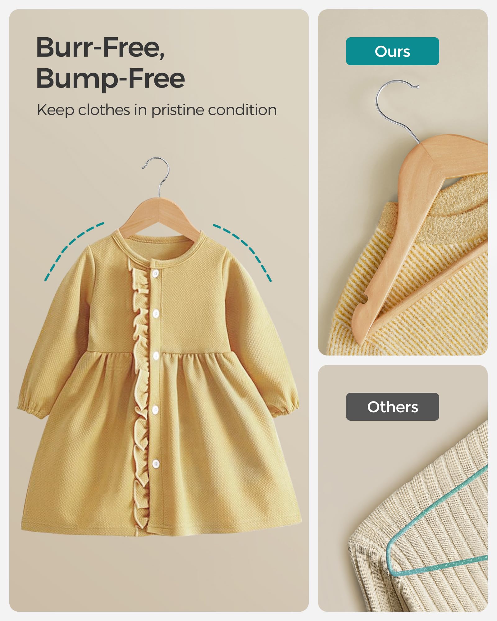 SONGMICS kids hangers with shoulder notches protect delicate outfits