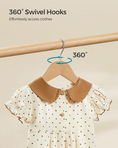 SONGMICS kids hangers sized 12.6 by 7.5 inches fit newborns to eight-year-olds